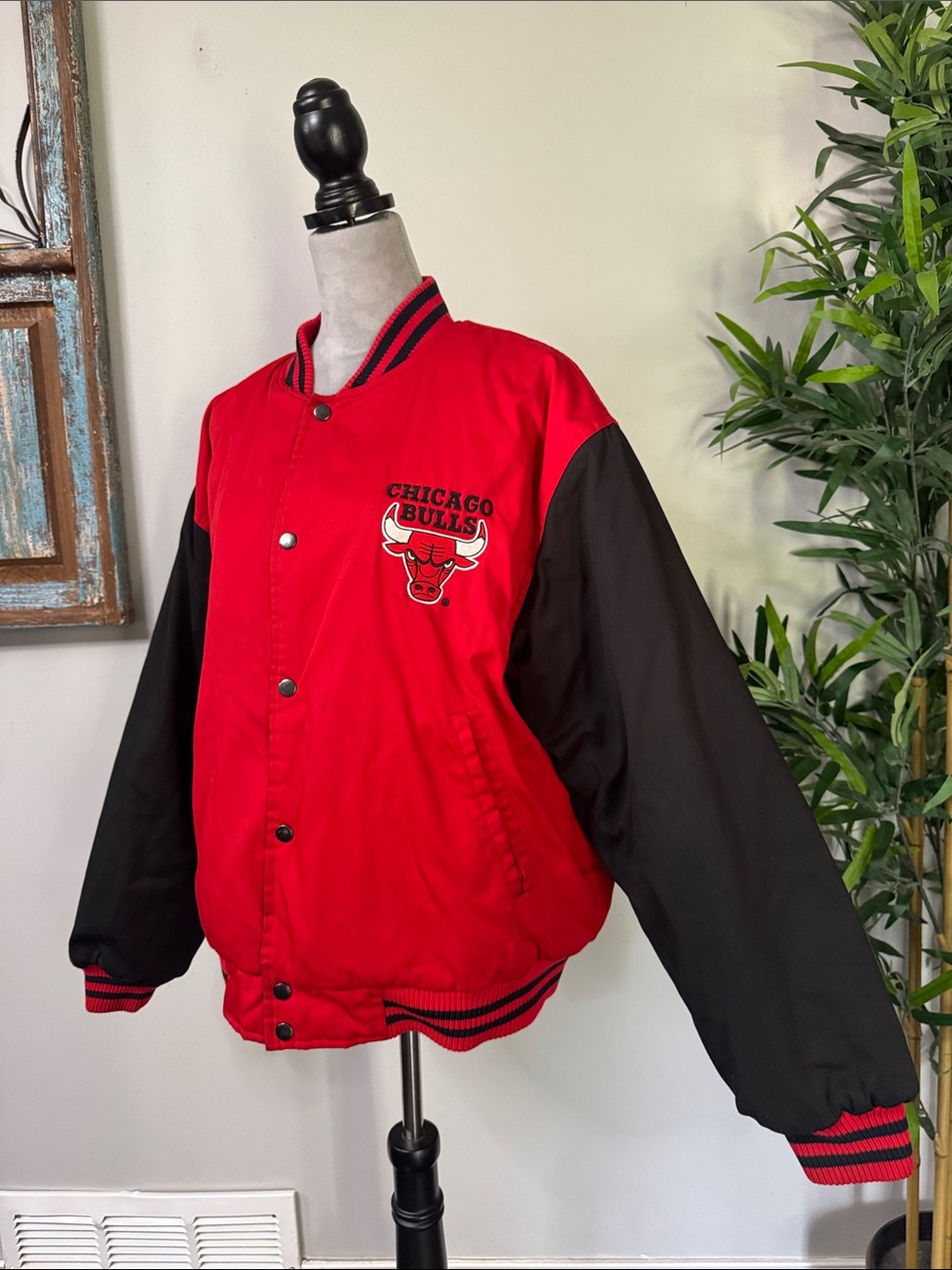 Chicago Bulls Red and Black Varsity Bomber Jacket - Picture 4 of 12